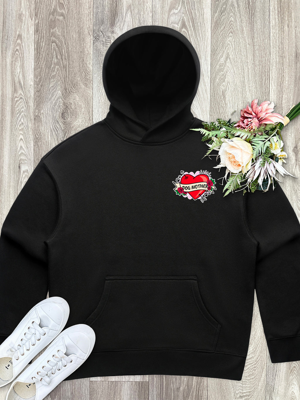 Dog Mother Heart Tattoo Women's Comfort Hood