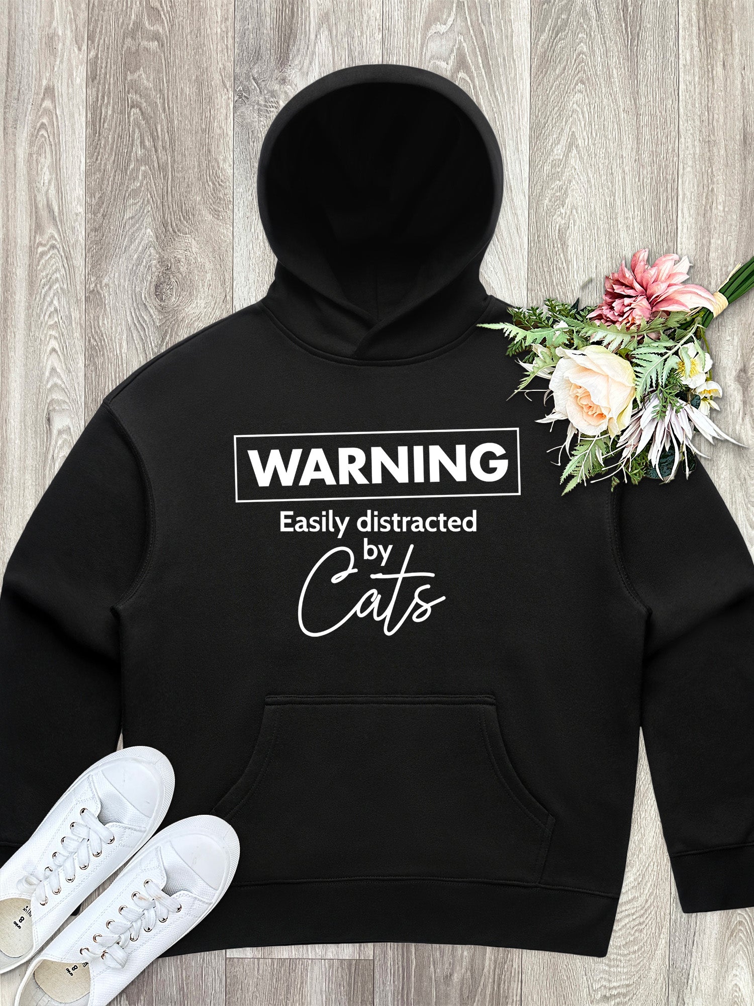 Warning. Easily Distracted By Cats Women's Comfort Hood