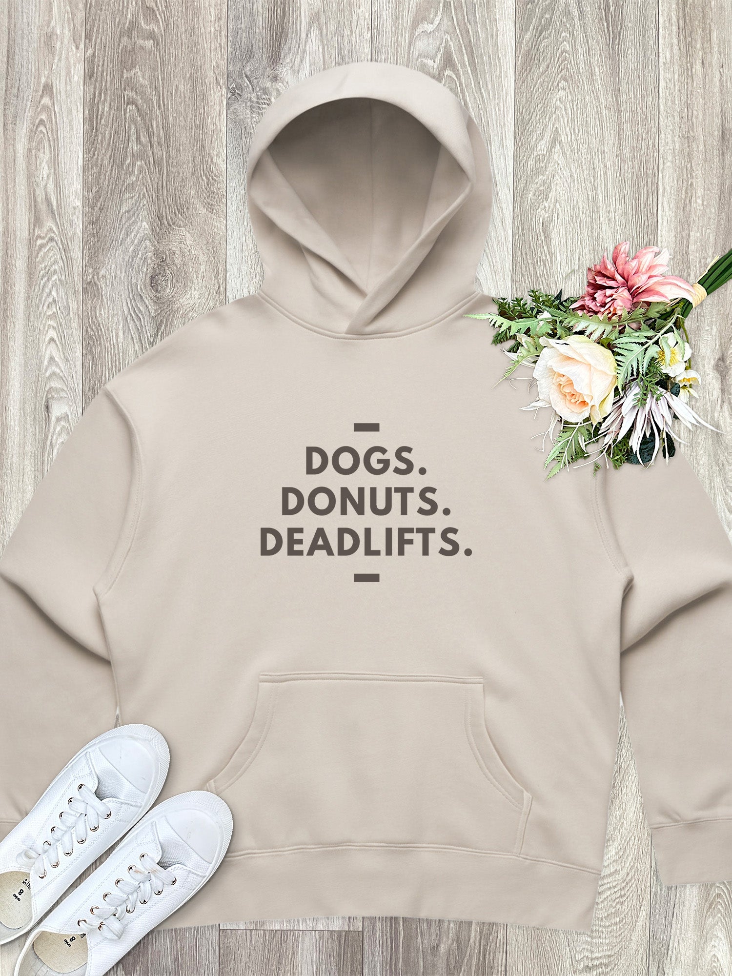 Dogs. Donuts. Deadlifts. Women's Comfort Hood