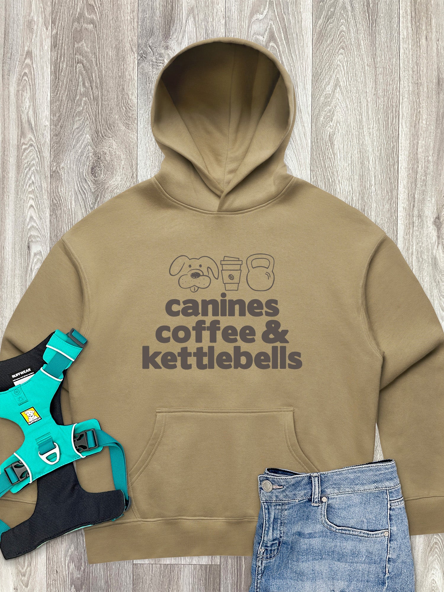Canines, Coffee & Kettlebells Women's Comfort Hood