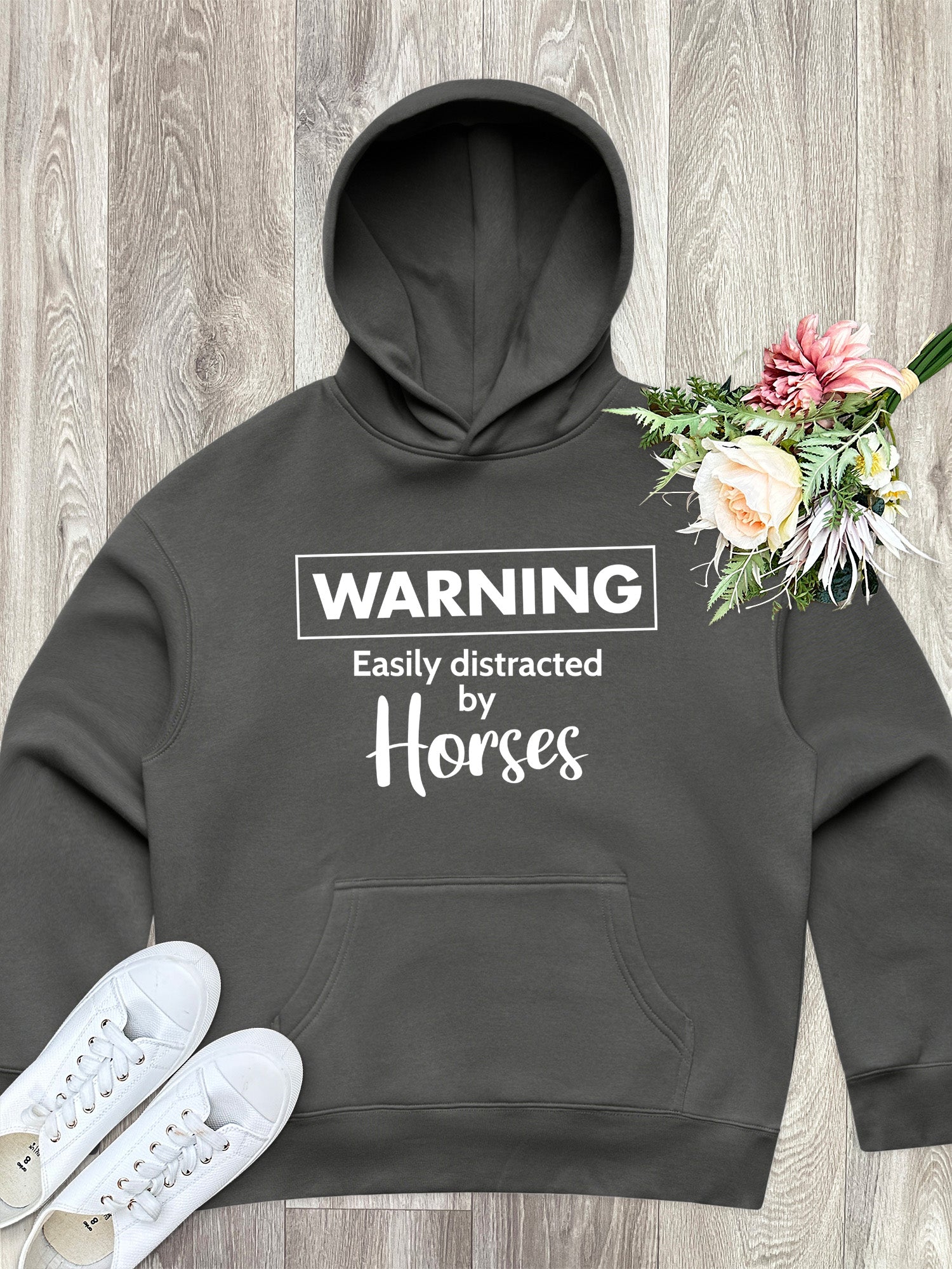 Warning. Easily Distracted By Horses Women's Comfort Hood