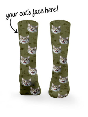 Custom Cat Face Crew Socks