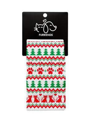 Merry Catmas Ugly Sweater Style Crew Socks