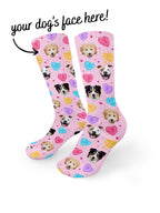 Custom Candy Hearts Pet Face Crew Socks