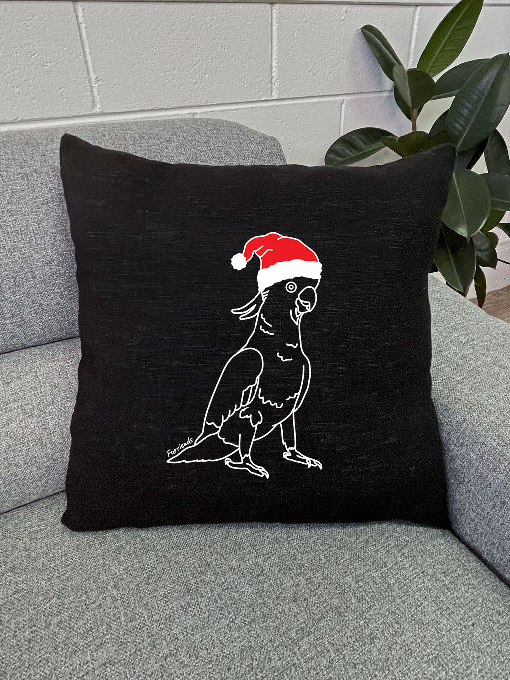 Sulphur-Crested Cockatoo Christmas Edition Linen Cushion Cover