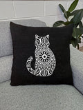 Cat Mandala Linen Cushion Cover