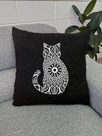 Cat Mandala Linen Cushion Cover