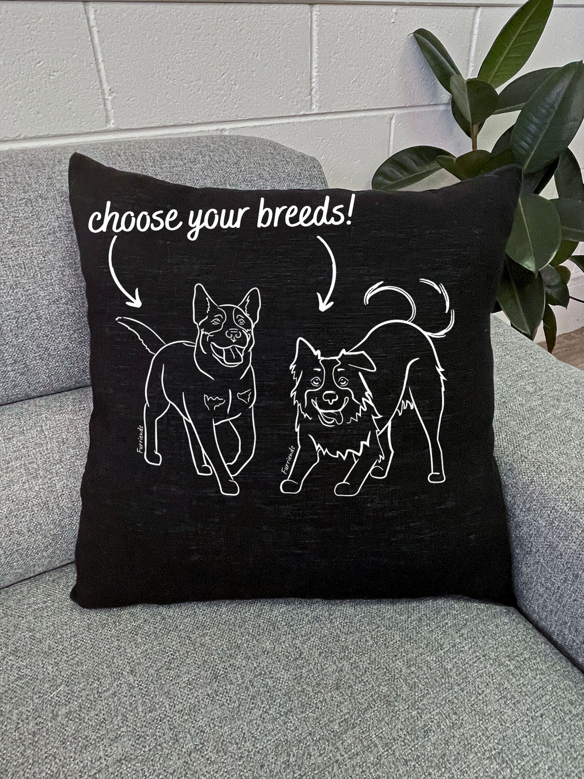 Dual Breed Customisable Linen Cushion Cover