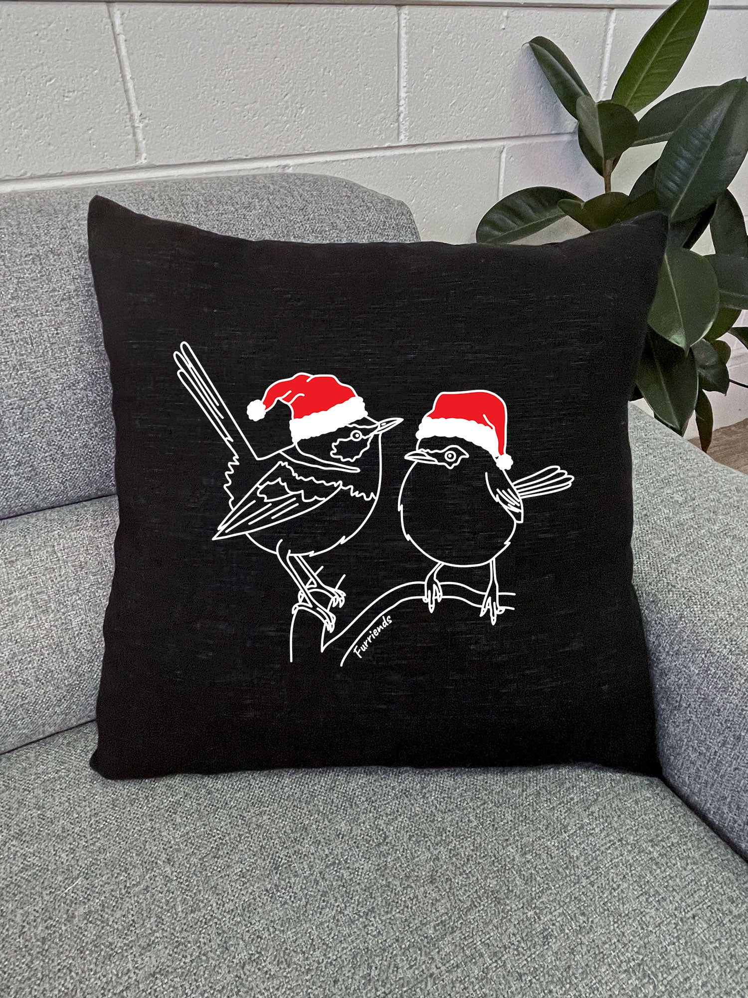 Superb Fairy Wren Christmas Edition Linen Cushion Cover