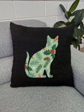 Feline Festive Linen Cushion Cover