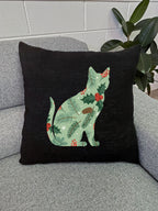 Feline Festive Linen Cushion Cover