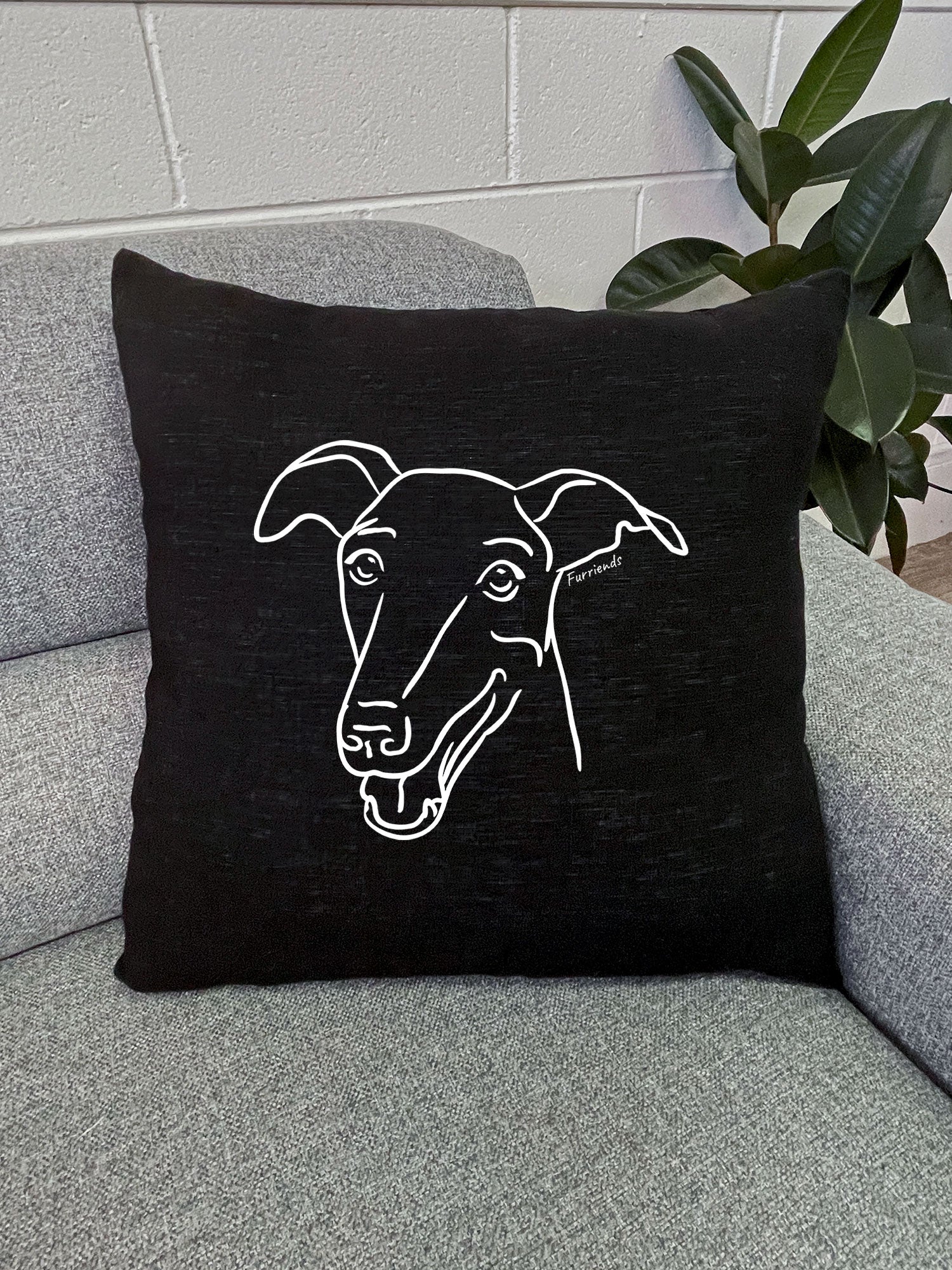 Greyhound Linen Cushion Cover