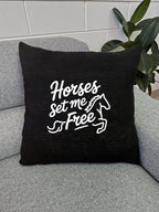 Horses Set Me Free Linen Cushion Cover