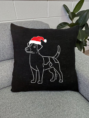 Jack Russell Terrier (Smooth Coat) Christmas Edition Linen Cushion Cover
