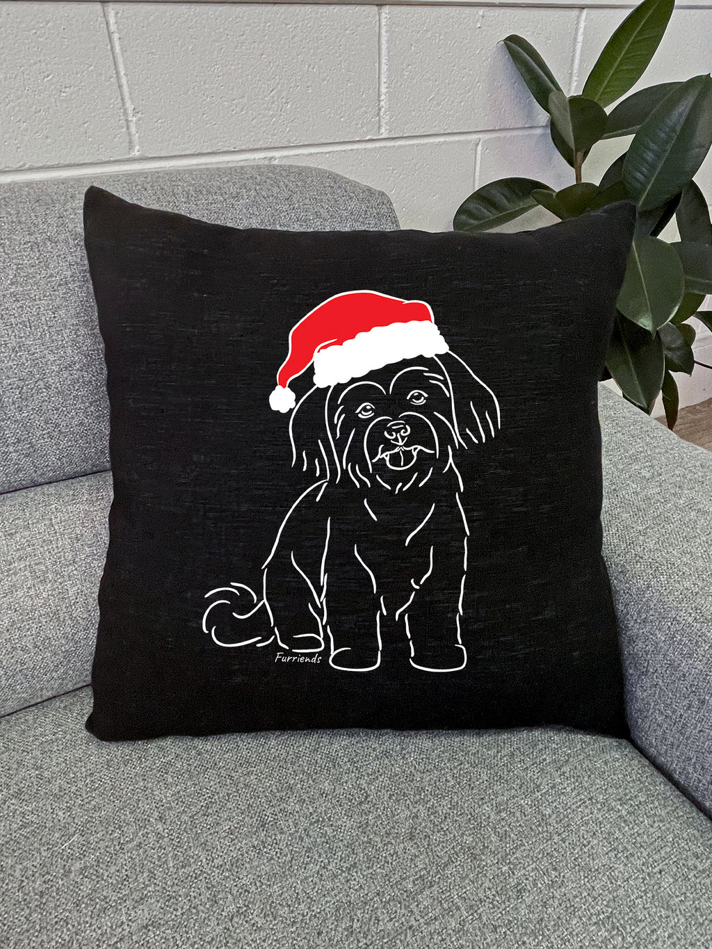 Maltese Terrier Christmas Edition Linen Cushion Cover
