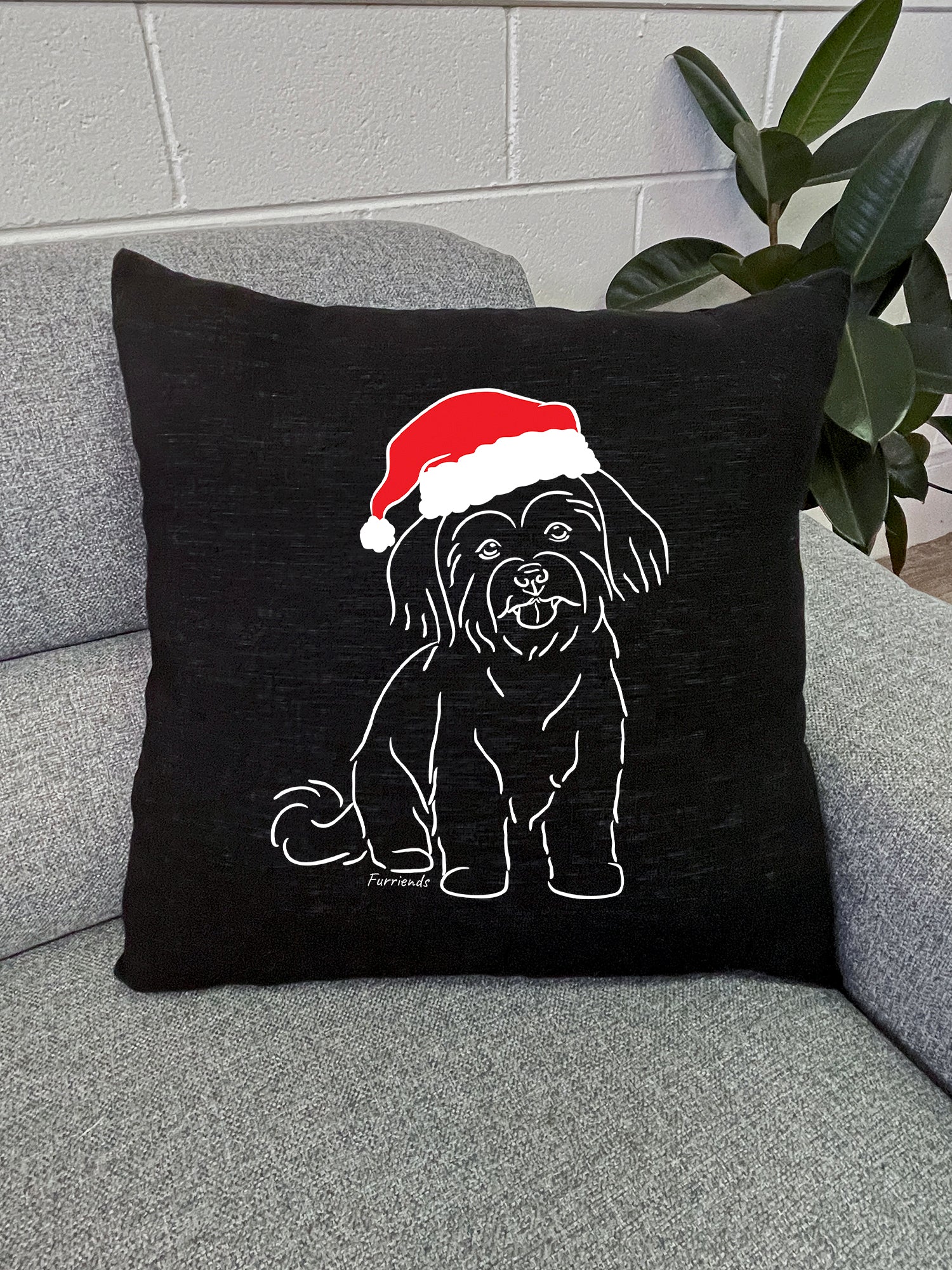 Maltese Terrier Christmas Edition Linen Cushion Cover