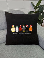 Merry Clucking Christmas Linen Cushion Cover