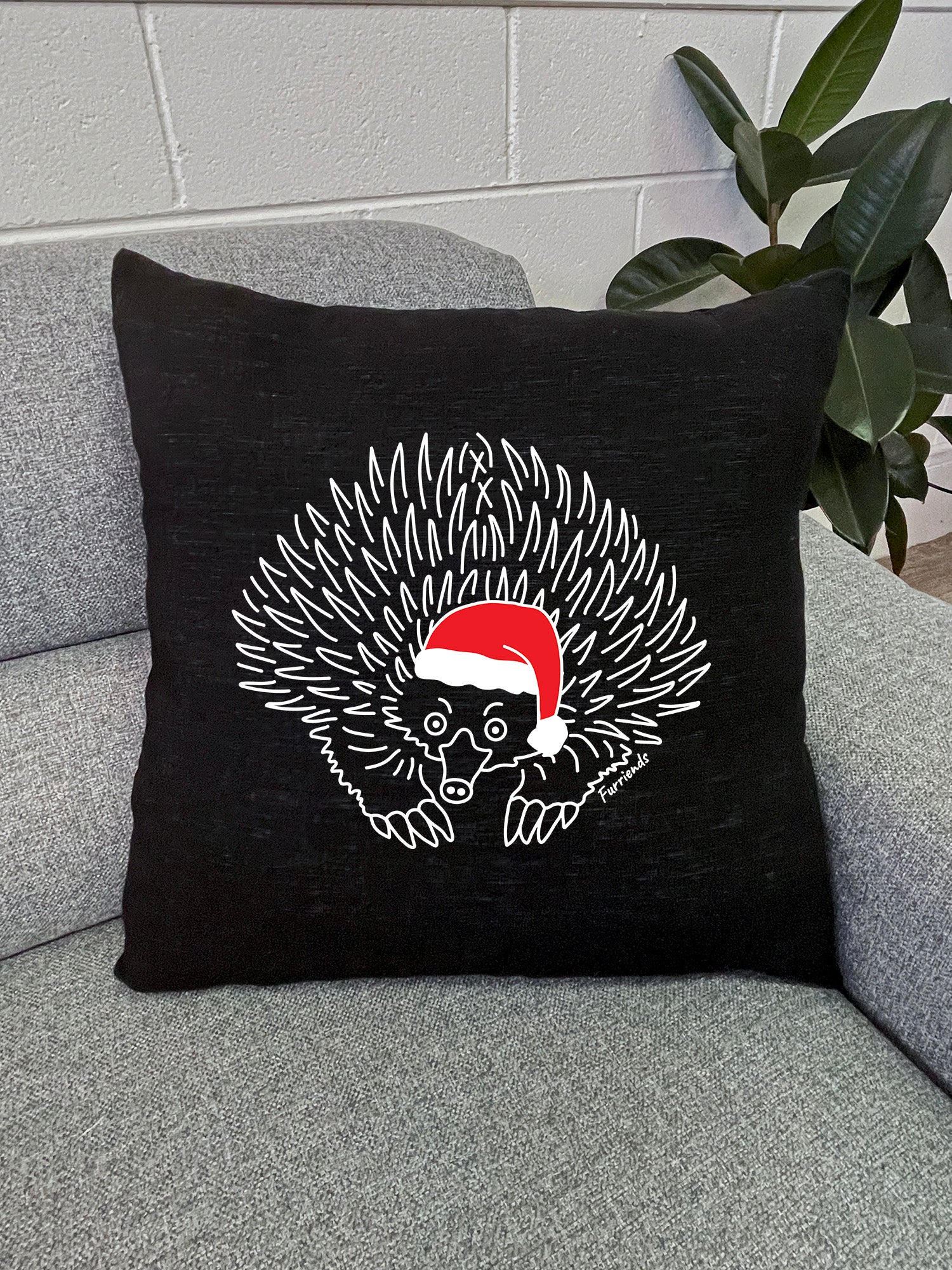 Echidna Christmas Edition Linen Cushion Cover