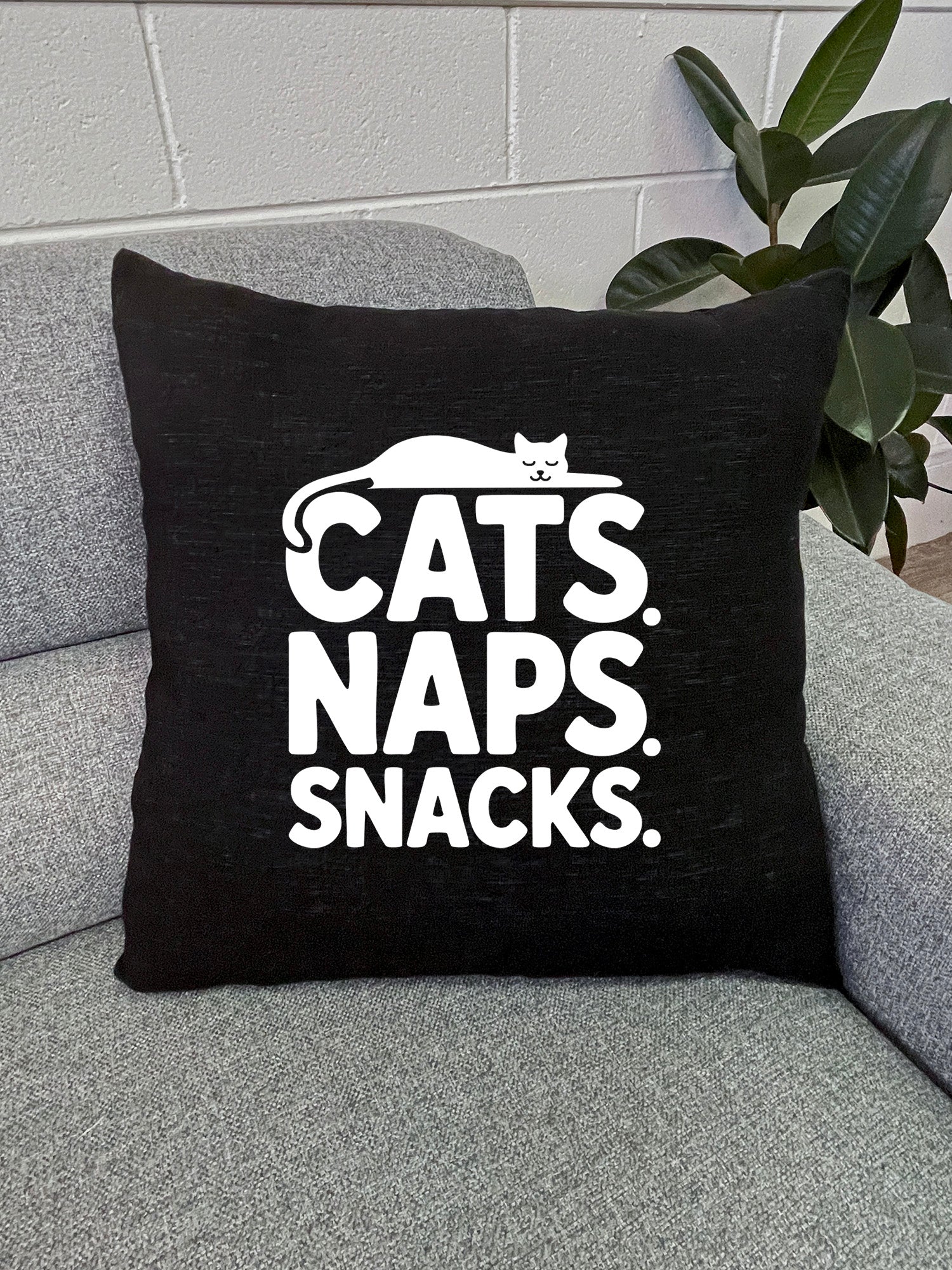 Cats. Naps. Snacks. Linen Cushion Cover