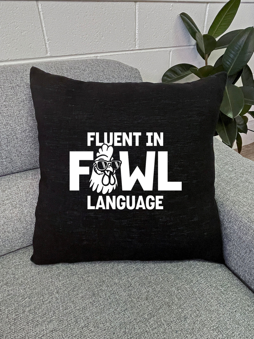 Fluent In Fowl Language Linen Cushion Cover
