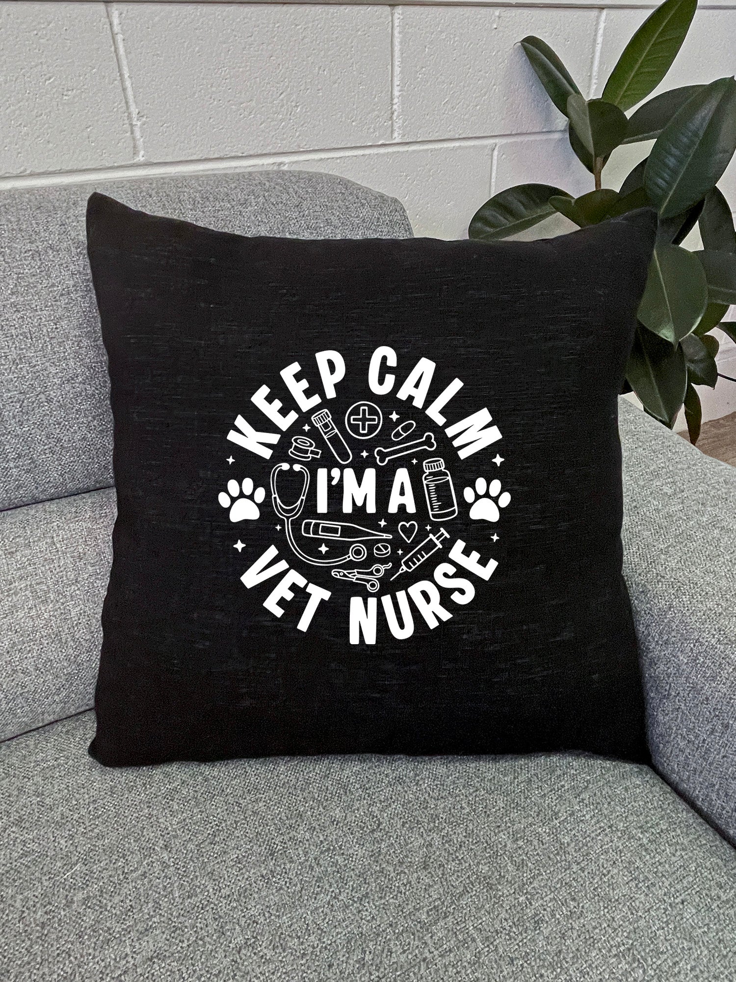 Keep Calm I'm A Vet Nurse Linen Cushion Cover
