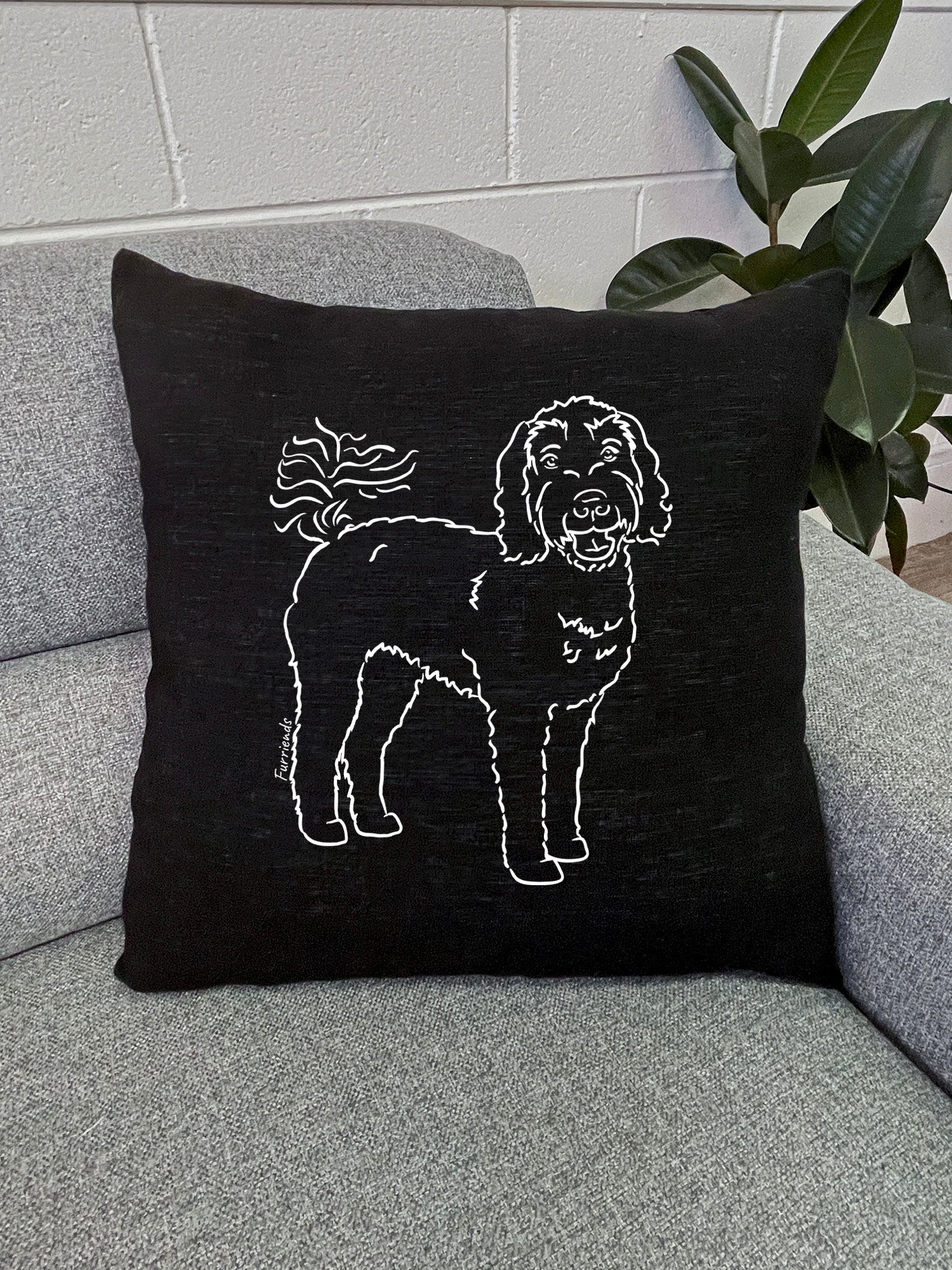 Labradoodle Linen Cushion Cover