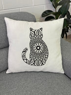 Cat Mandala Linen Cushion Cover