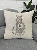 Cat Mandala Linen Cushion Cover