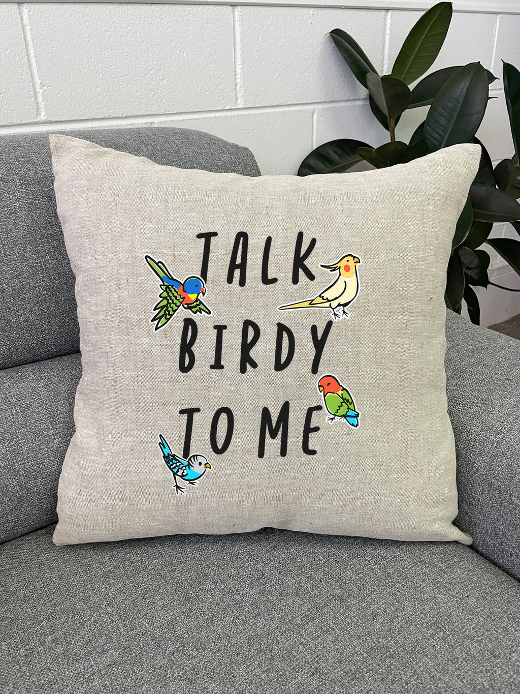 Talk Birdy To Me Linen Cushion Cover