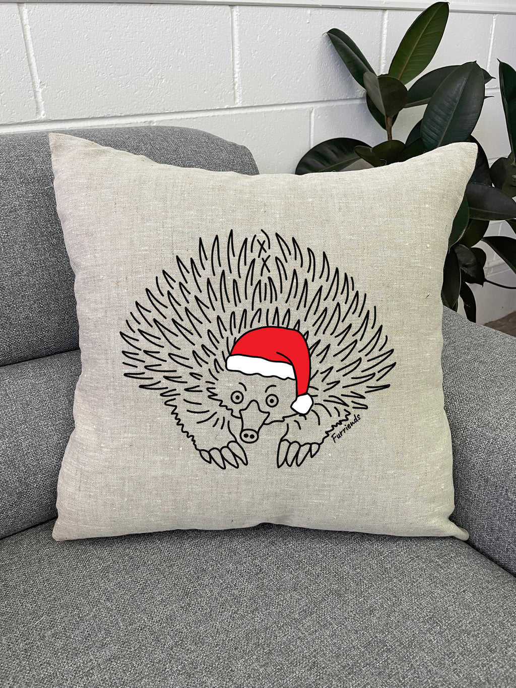 Echidna Christmas Edition Linen Cushion Cover