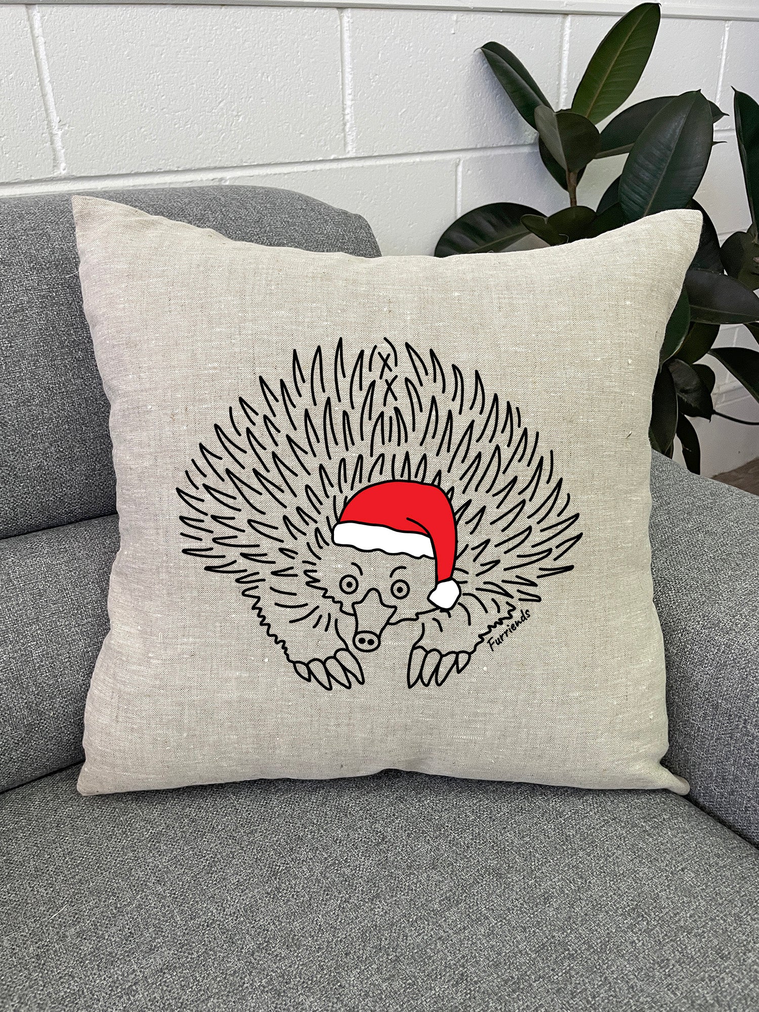 Echidna Christmas Edition Linen Cushion Cover