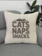 Cats. Naps. Snacks. Linen Cushion Cover