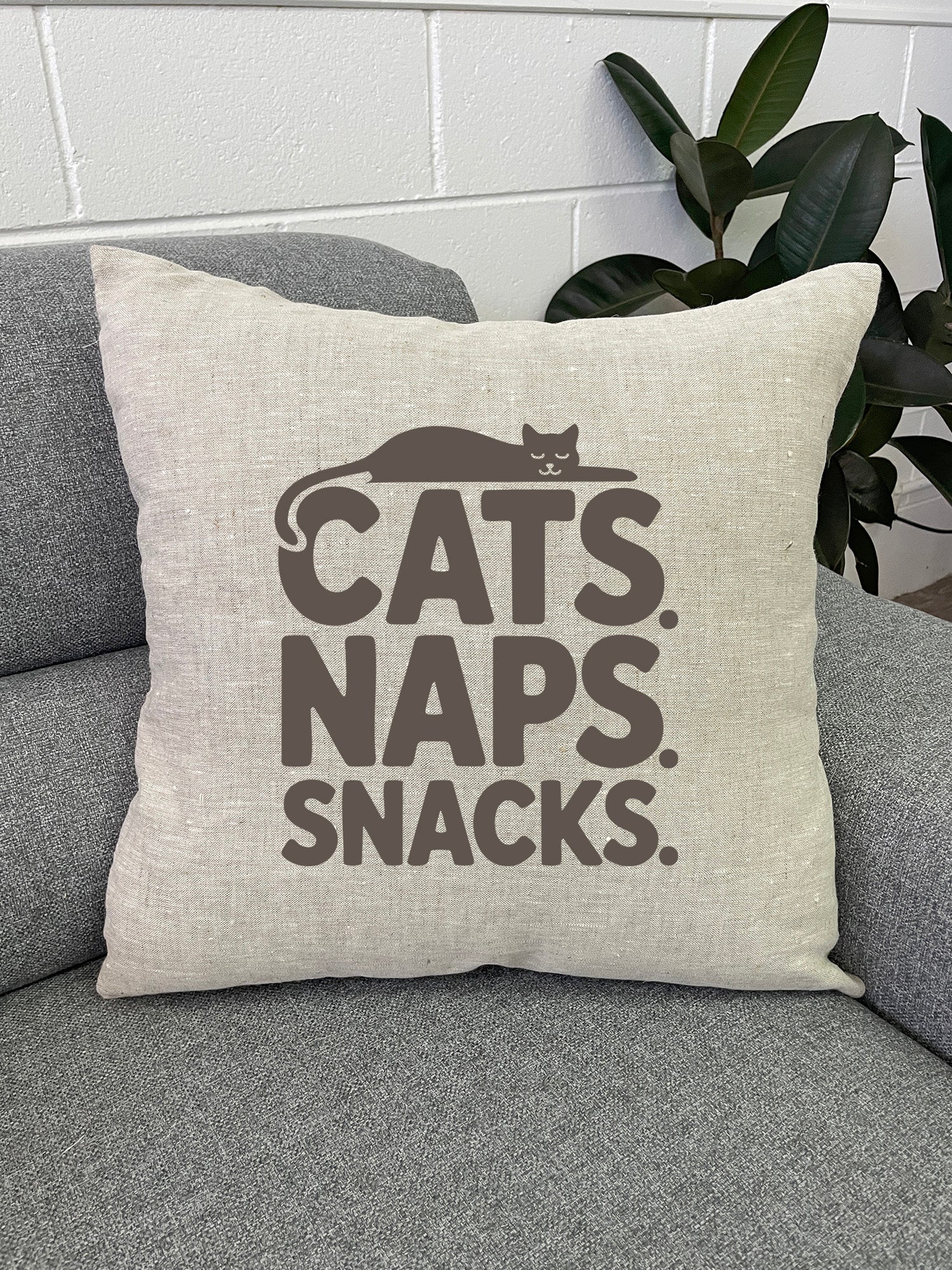 Cats. Naps. Snacks. Linen Cushion Cover
