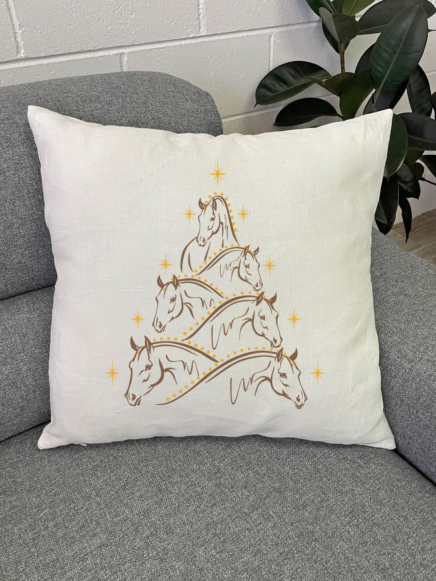Horsemas Tree Linen Cushion Cover