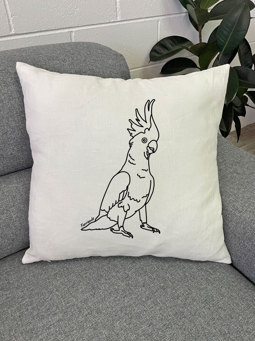 Sulphur-Crested Cockatoo Linen Cushion Cover
