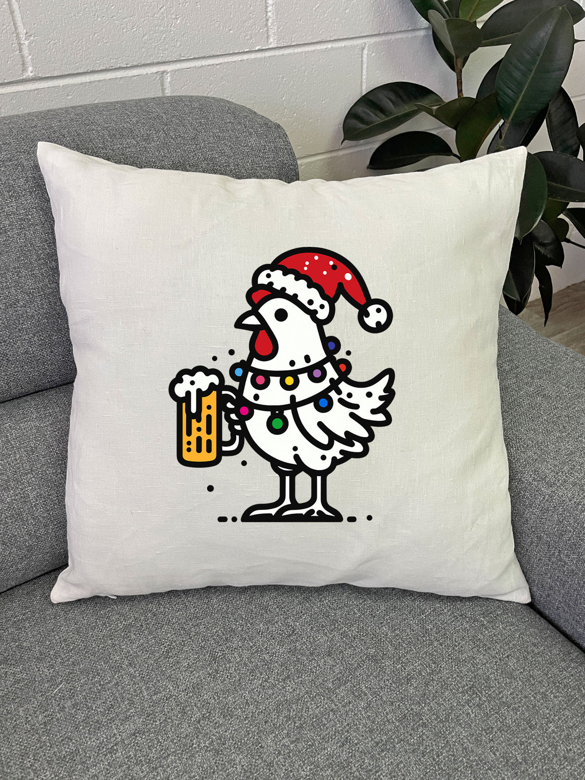 Christmas Cheers Linen Cushion Cover