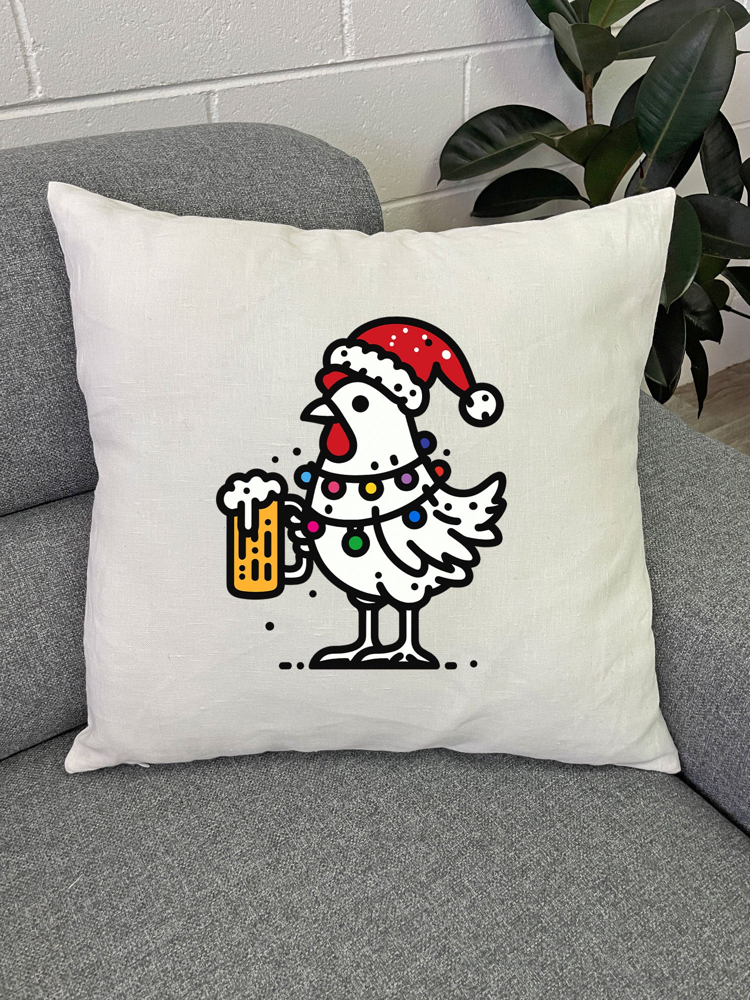 Christmas Cheers Linen Cushion Cover