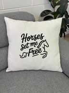 Horses Set Me Free Linen Cushion Cover