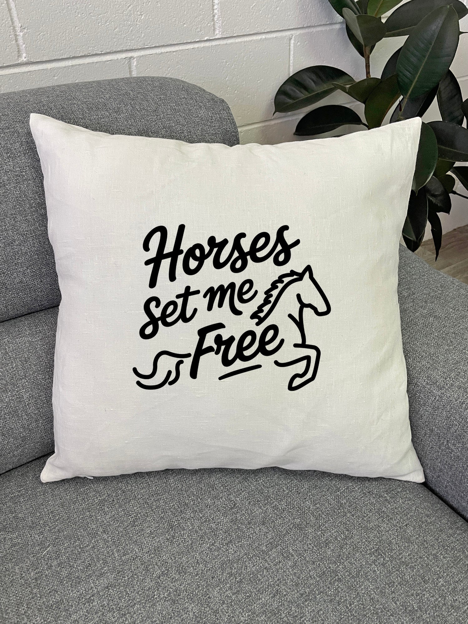 Horses Set Me Free Linen Cushion Cover
