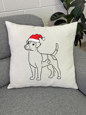 Jack Russell Terrier (Smooth Coat) Christmas Edition Linen Cushion Cover