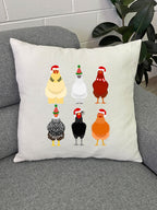 Merry Clucking Christmas Linen Cushion Cover