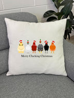 Merry Clucking Christmas Linen Cushion Cover
