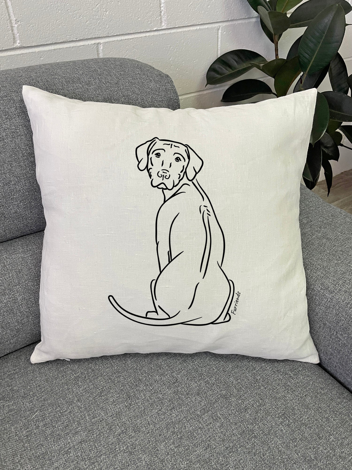 Rhodesian Ridgeback Linen Cushion Cover
