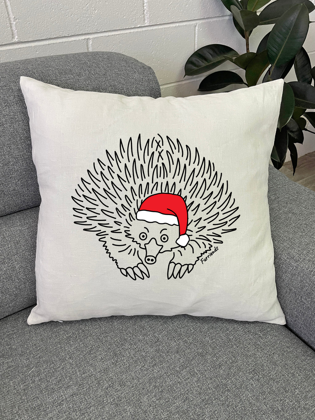 Echidna Christmas Edition Linen Cushion Cover