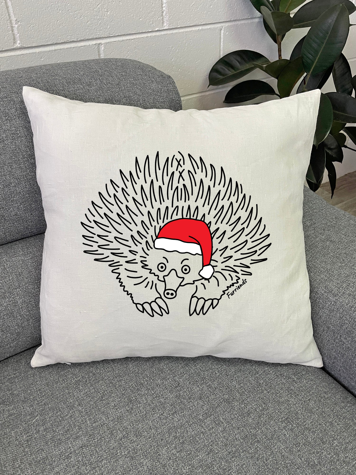 Echidna Christmas Edition Linen Cushion Cover