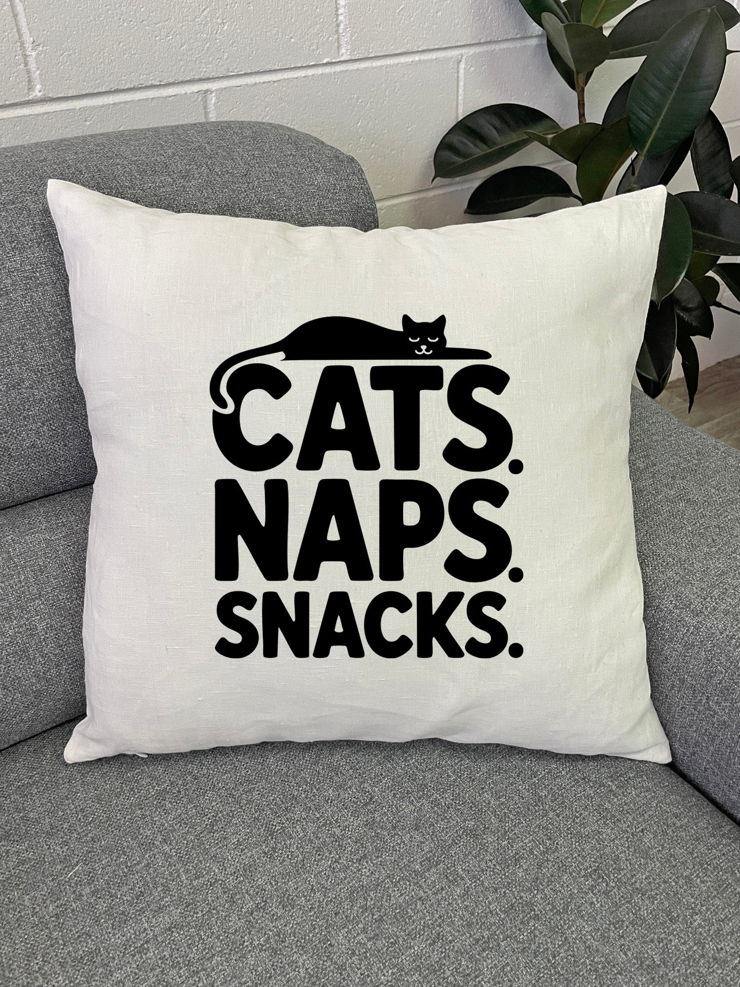 Cats. Naps. Snacks. Linen Cushion Cover