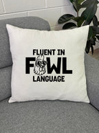 Fluent In Fowl Language Linen Cushion Cover