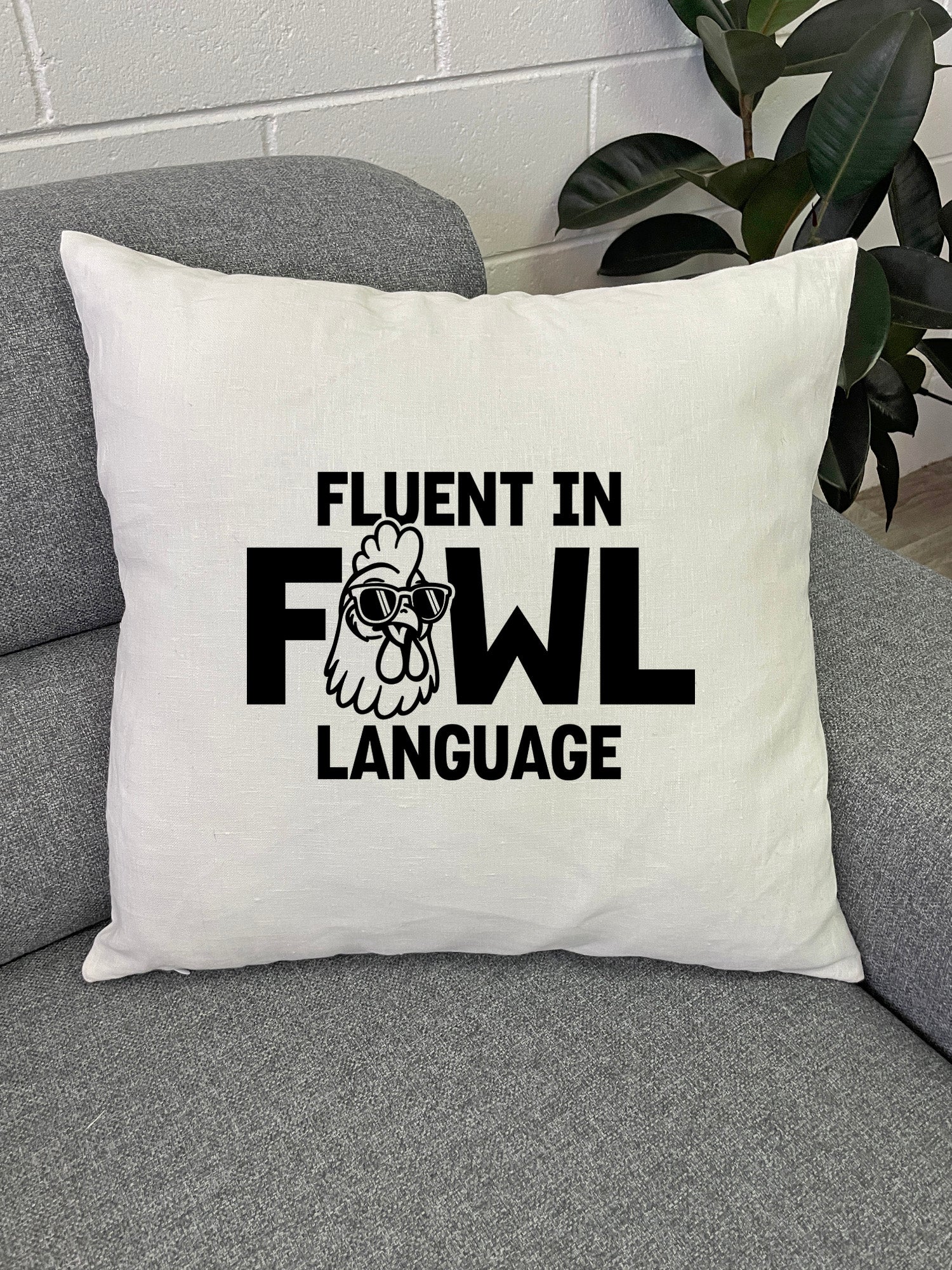 Fluent In Fowl Language Linen Cushion Cover
