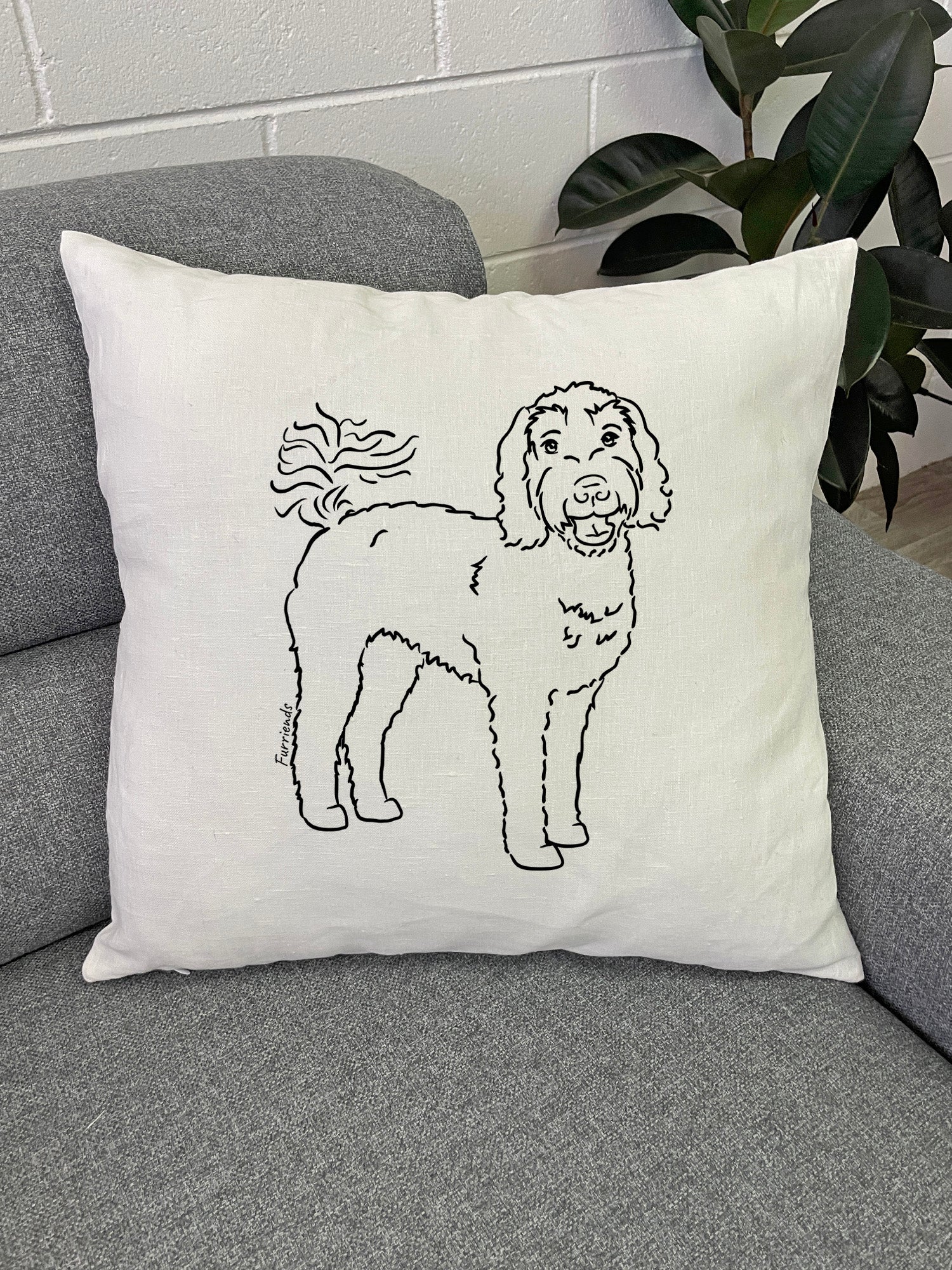 Labradoodle Linen Cushion Cover