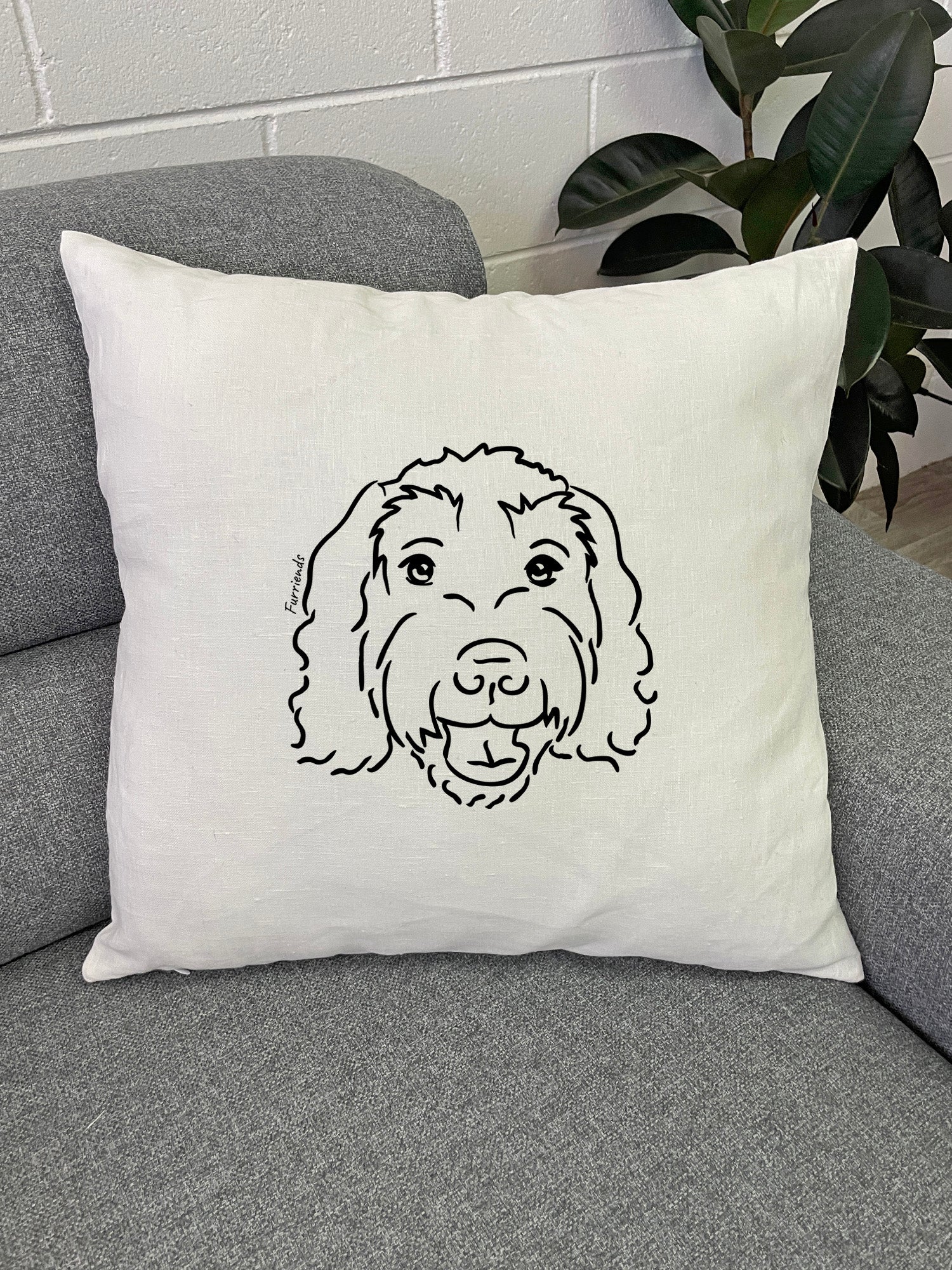 Labradoodle Linen Cushion Cover